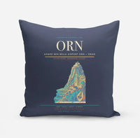 Thumbnail for Ahmed Ben Bella Airport (ORN) design on navy blue pillow