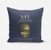 Thumbnail for Savannah-Hilton Head International Airport (SAV) design on navy blue pillow