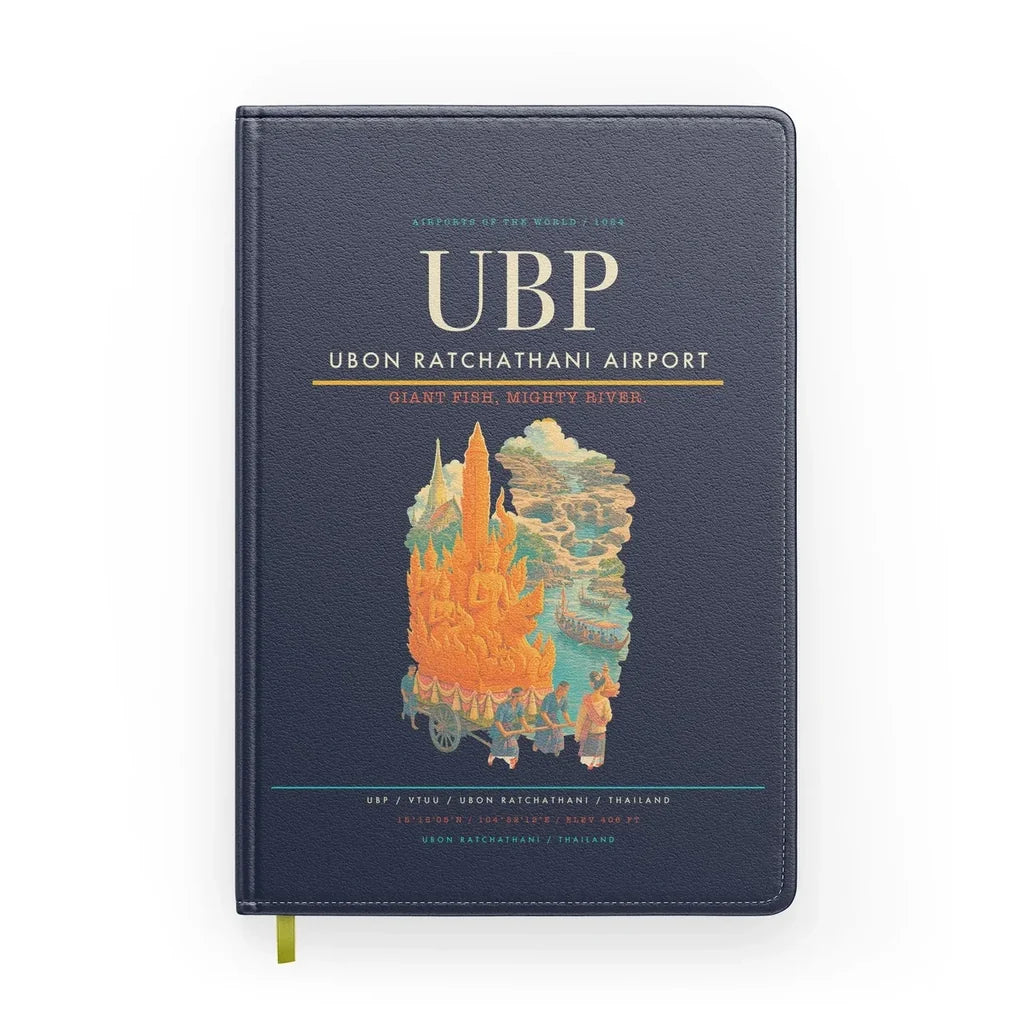 Ubon Ratchathani Airport (UBP) design on navy blue notebook