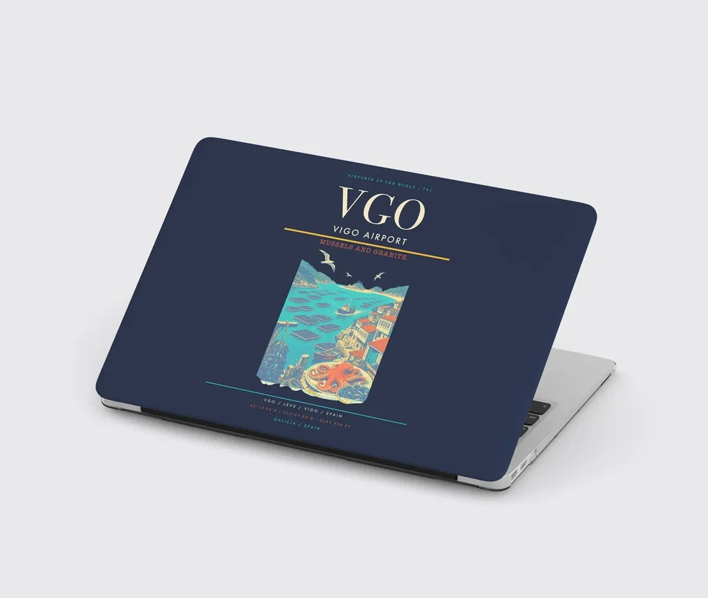 Vigo Airport (VGO) design on navy blue MacBook case