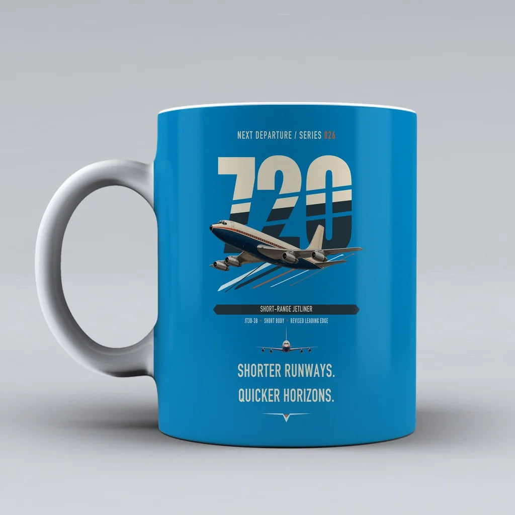 Boeing 720B double-side print on turquoise ceramic mug