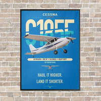 Thumbnail for Cessna A185F Skywagon vertical canvas print - framed - turquoise background