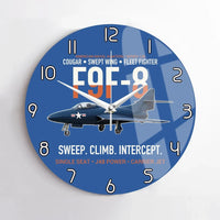 Thumbnail for F9F-8 Cougar Swept Wing Carrier Fighter design on blue no frame wall clock