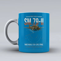 Thumbnail for Savoia-Marchetti SM.79-II Sparviero design on turquoise ceramic mug, double-side print
