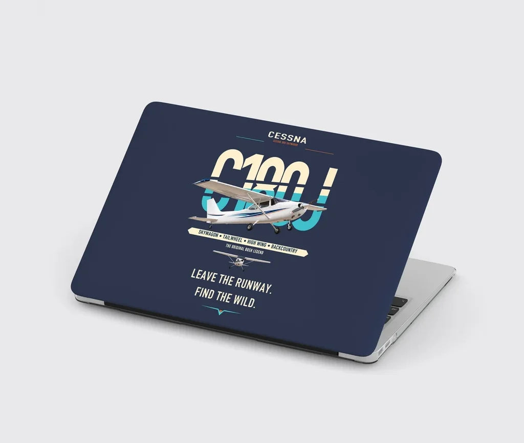 Cessna 180J Skywagon design on navy blue MacBook case