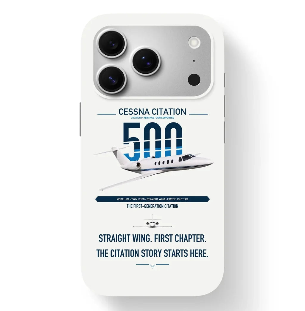 Cessna Citation 500 - Citation I design on white magsafe iphone case, for iPhone 17 Pro