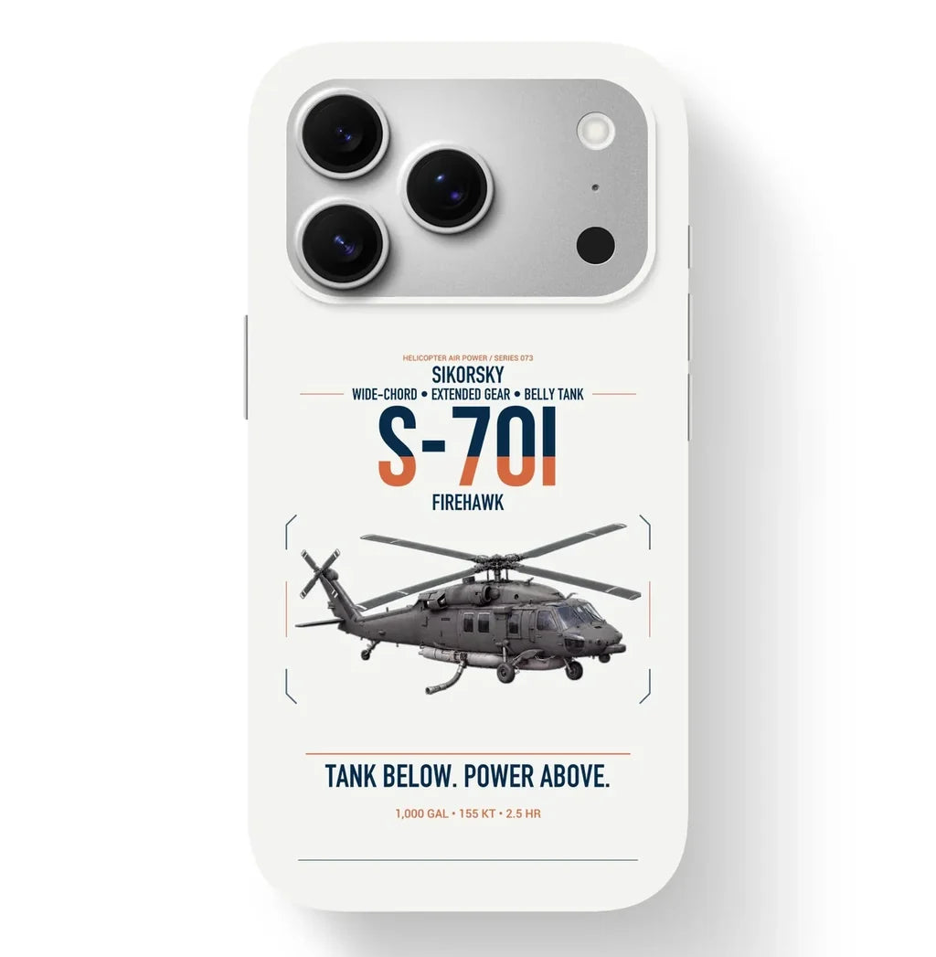 Sikorsky S-70i FIREHAWK design on white magsafe iphone case, for iPhone 17 Pro