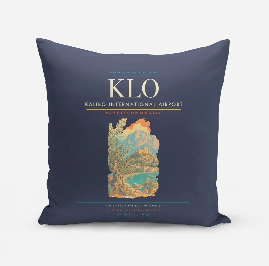 Kalibo International Airport (KLO) design on navy blue pillow