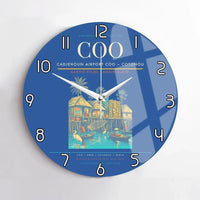 Thumbnail for Cadjehoun Airport (COO) design on blue no frame wall clock