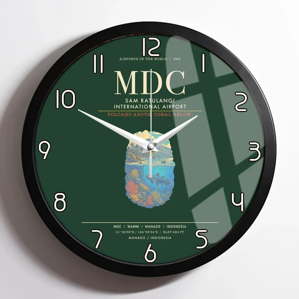 Sam Ratulangi International Airport Manado MDC Wall-Clock Framed - Dark Green