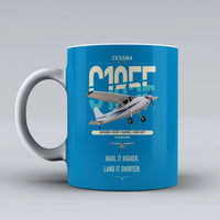 Thumbnail for Cessna A185F Skywagon design on turquoise ceramic mug, double-side print