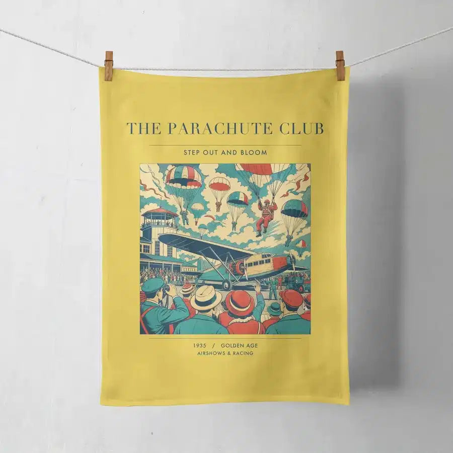 VINTAGE G4032 - The Parachute Club - Designed Towels design on yellow