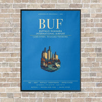 Thumbnail for Buffalo Niagara International Airport BUF vertical canvas print - framed - turquoise background