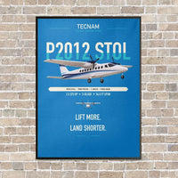 Thumbnail for Tecnam P2012 STOL vertical canvas print - framed - turquoise background