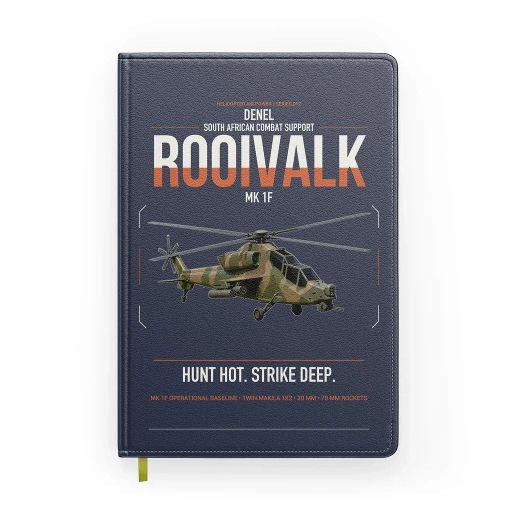 Denel Rooivalk Mk 1F design on navy blue notebook