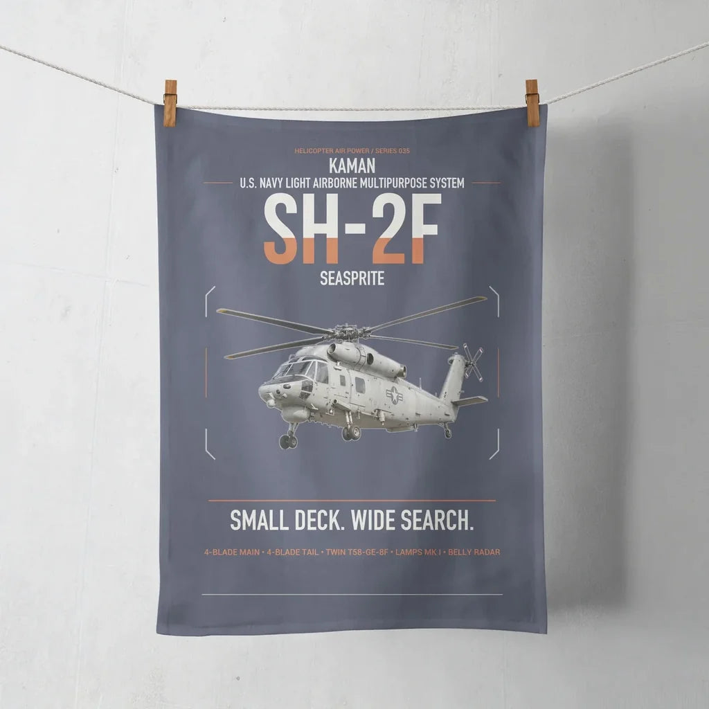Kaman SH-2F Seasprite design on navy blue towel