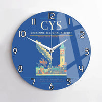 Thumbnail for Cheyenne Regional Airport (CYS) design on blue no frame wall clock
