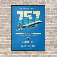 Thumbnail for Boeing 757-300 vertical canvas print - framed - turquoise background