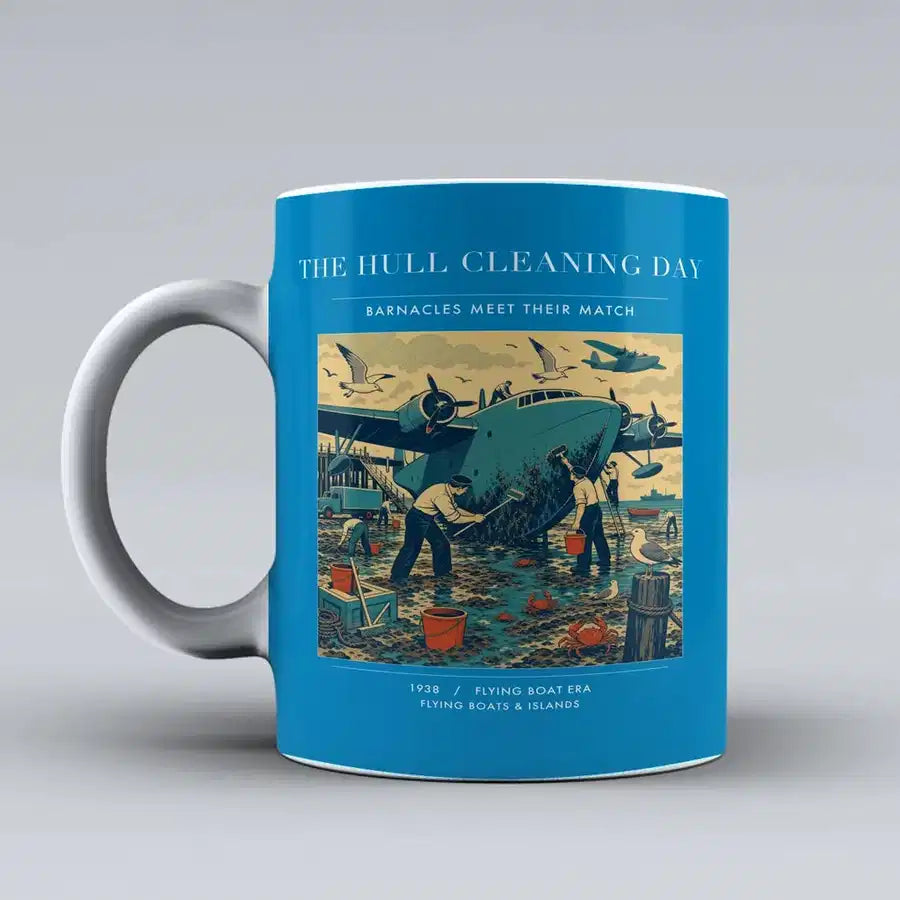 VINTAGE G4273 - The Hull Cleaning Day - Ceramic Mug design on turquoise