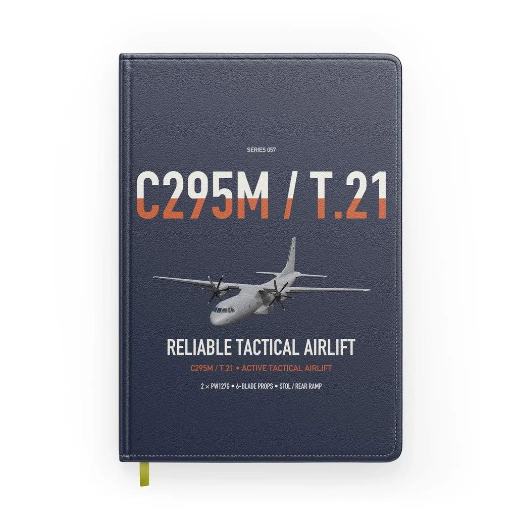 Airbus C295M T.21 design on navy blue notebook