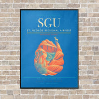 Thumbnail for St. George Regional Airport SGU vertical canvas print - framed - turquoise background