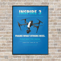 Thumbnail for DJI Inspire 3 vertical canvas print - framed - turquoise background