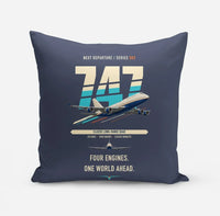 Thumbnail for Boeing 747-400 design on navy blue pillow