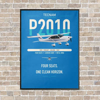Thumbnail for Tecnam P2010 vertical canvas print - framed - turquoise background