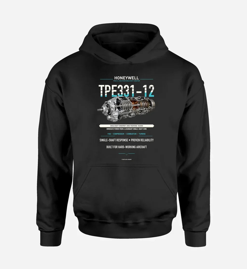TPE331-12 design on black hoodie single side