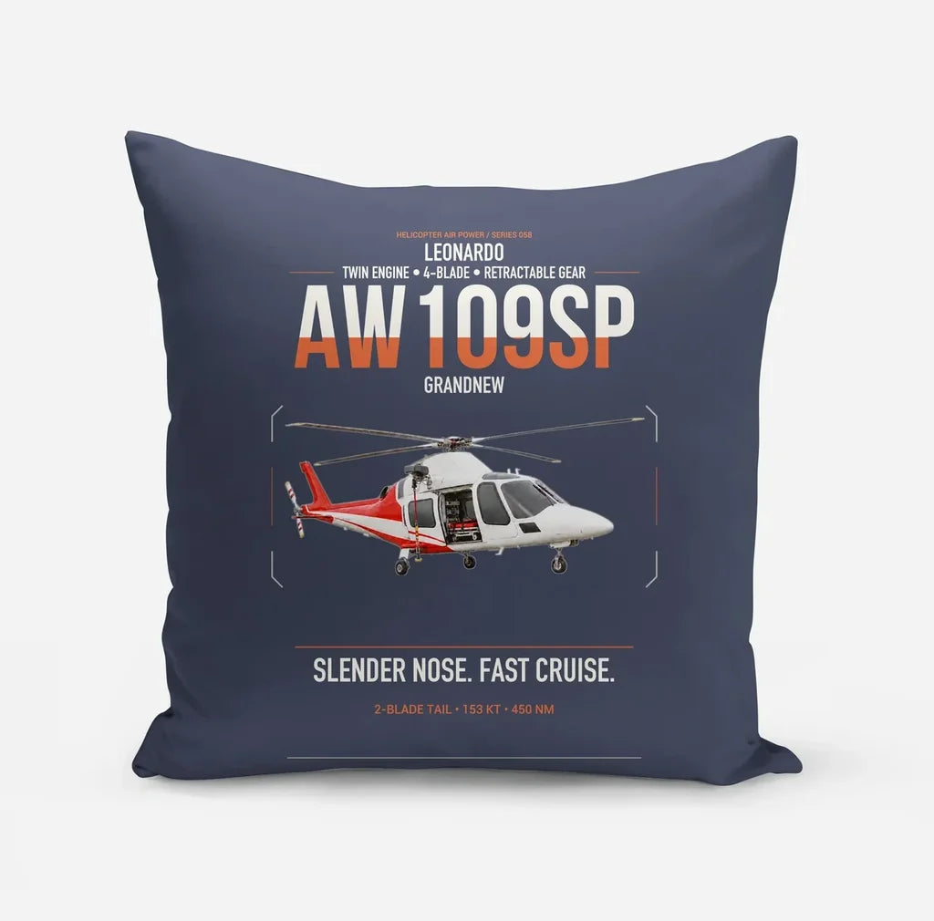 Leonardo AW109SP GrandNew design on navy blue pillow