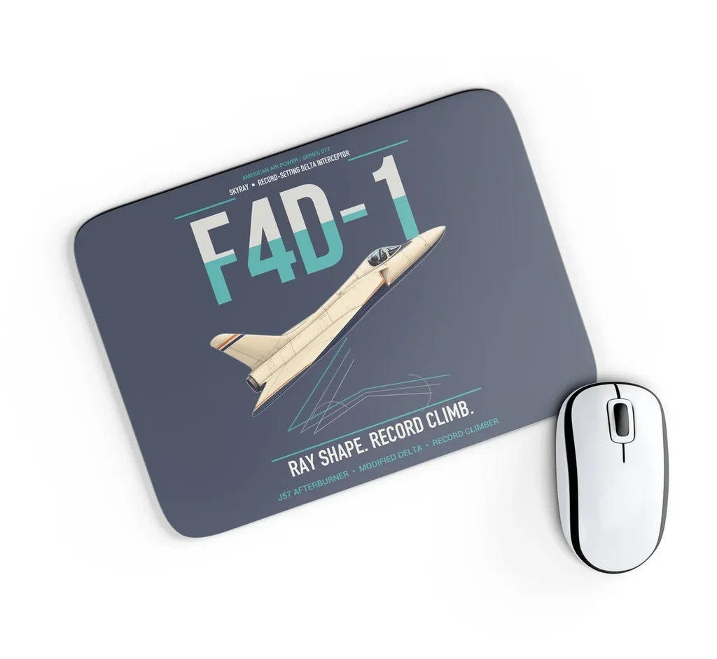 F4D-1 Skyray design on navy blue rectangle mouse pad