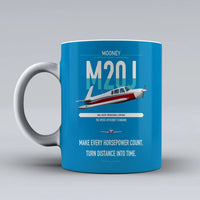 Thumbnail for Mooney M20J 201 design on turquoise ceramic mug, double-side print