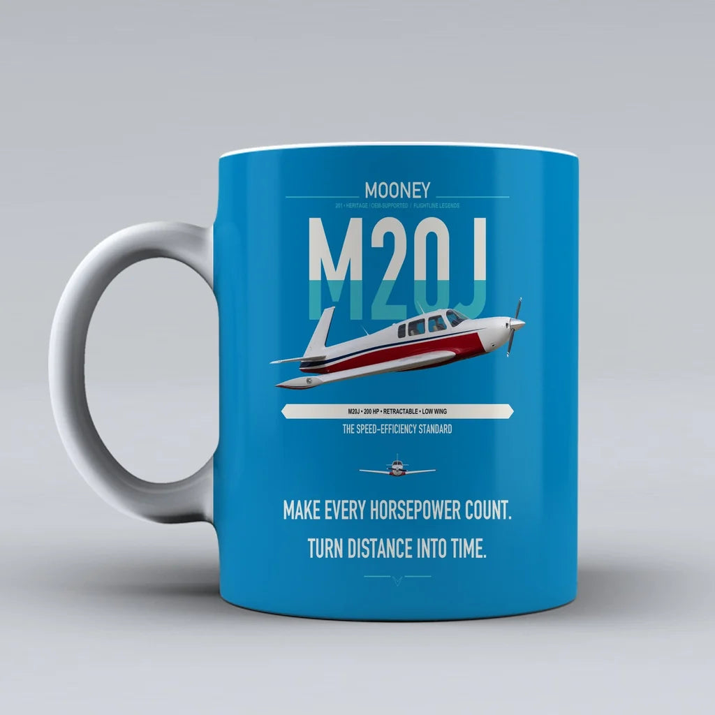 Mooney M20J 201 design on turquoise ceramic mug, double-side print