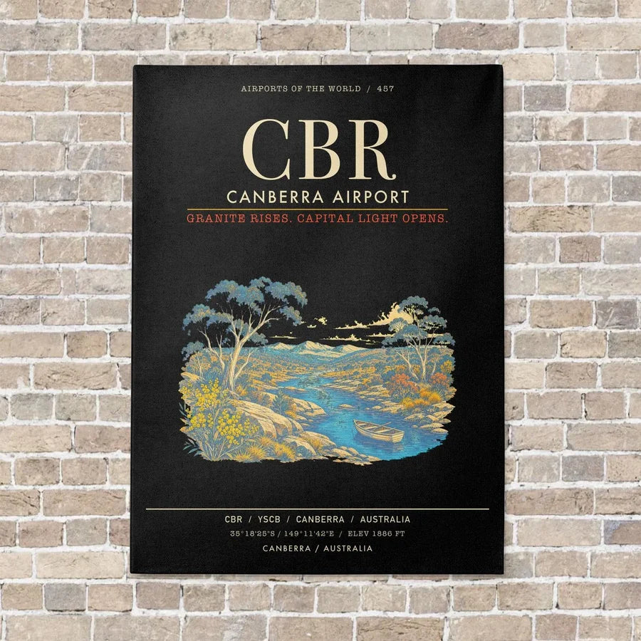 Canberra Airport CBR - Canvas Framed - Black