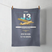 Thumbnail for Piper J-3 Cub design on navy blue towel
