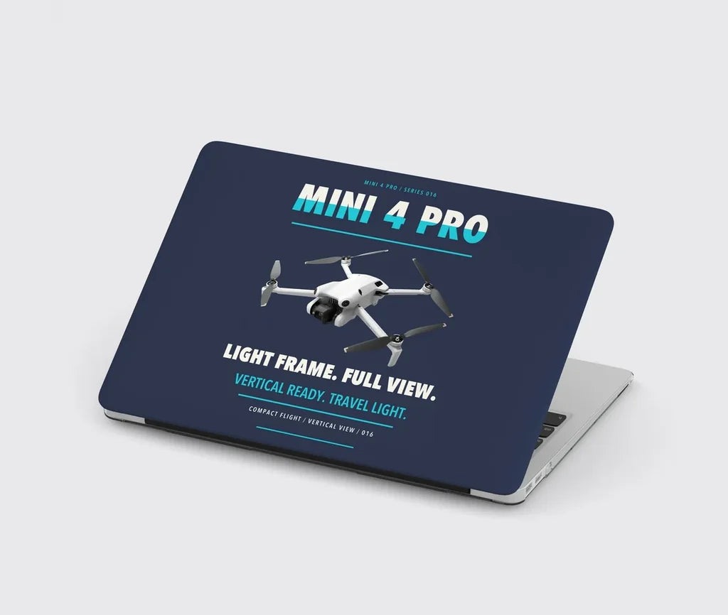 DJI Mini 4 Pro design on navy blue MacBook case
