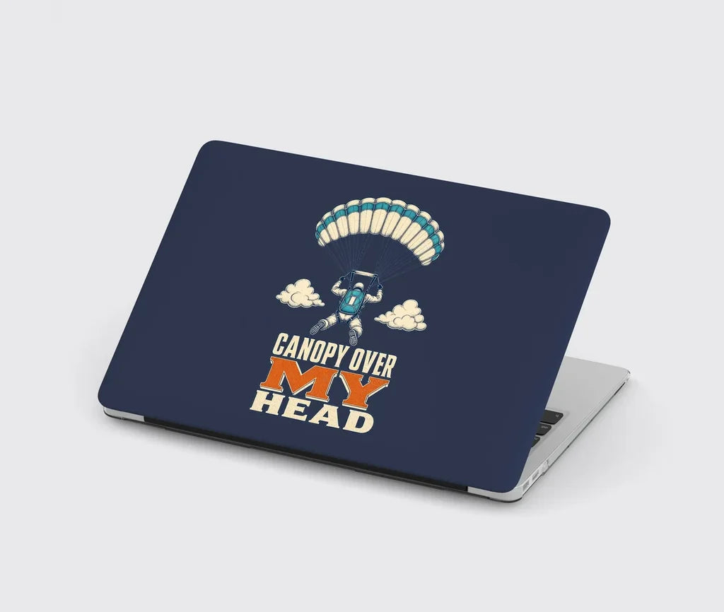 Canopy Over My Head design on navy blue MacBook case