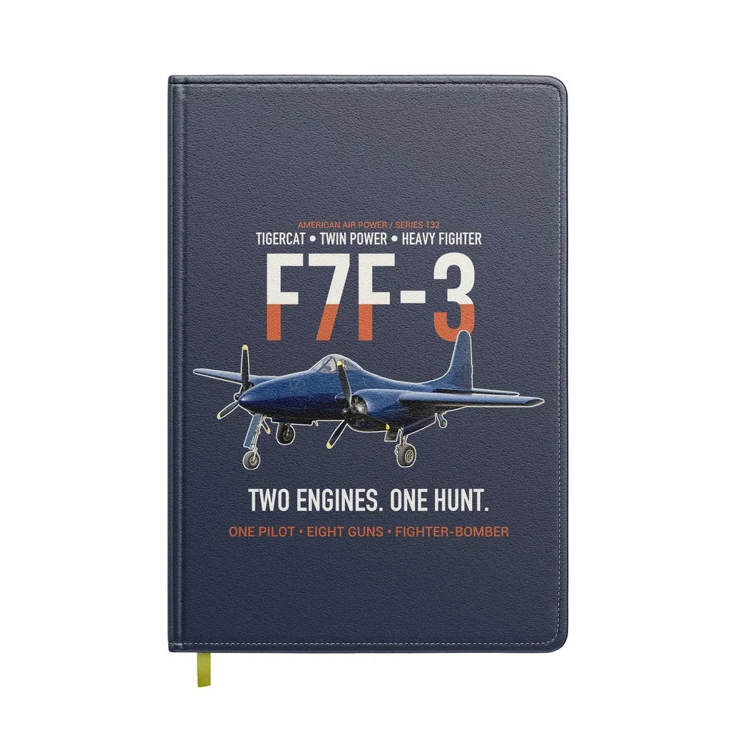 F7F-3 Tigercat Two Engines One Hunt design on navy blue notebook