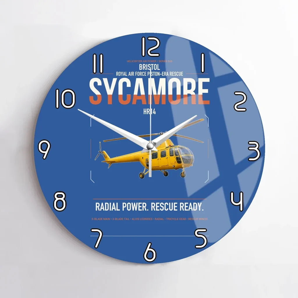 Bristol Sycamore HR14 design on blue no frame wall clock