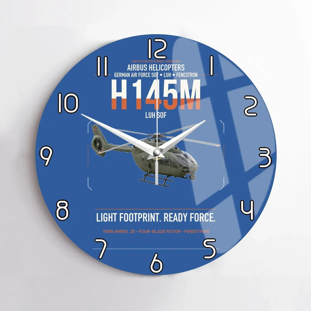 Airbus Helicopters H145M LUH SOF design on blue no frame wall clock