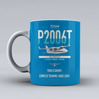 Thumbnail for Tecnam P2006T design on turquoise ceramic mug, double-side print
