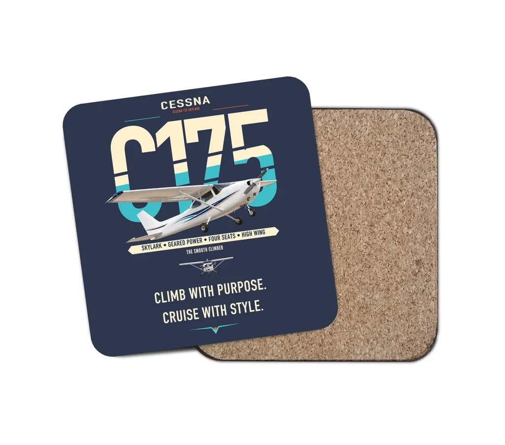 Cessna 175 Skylark design on navy blue 1 piece coaster