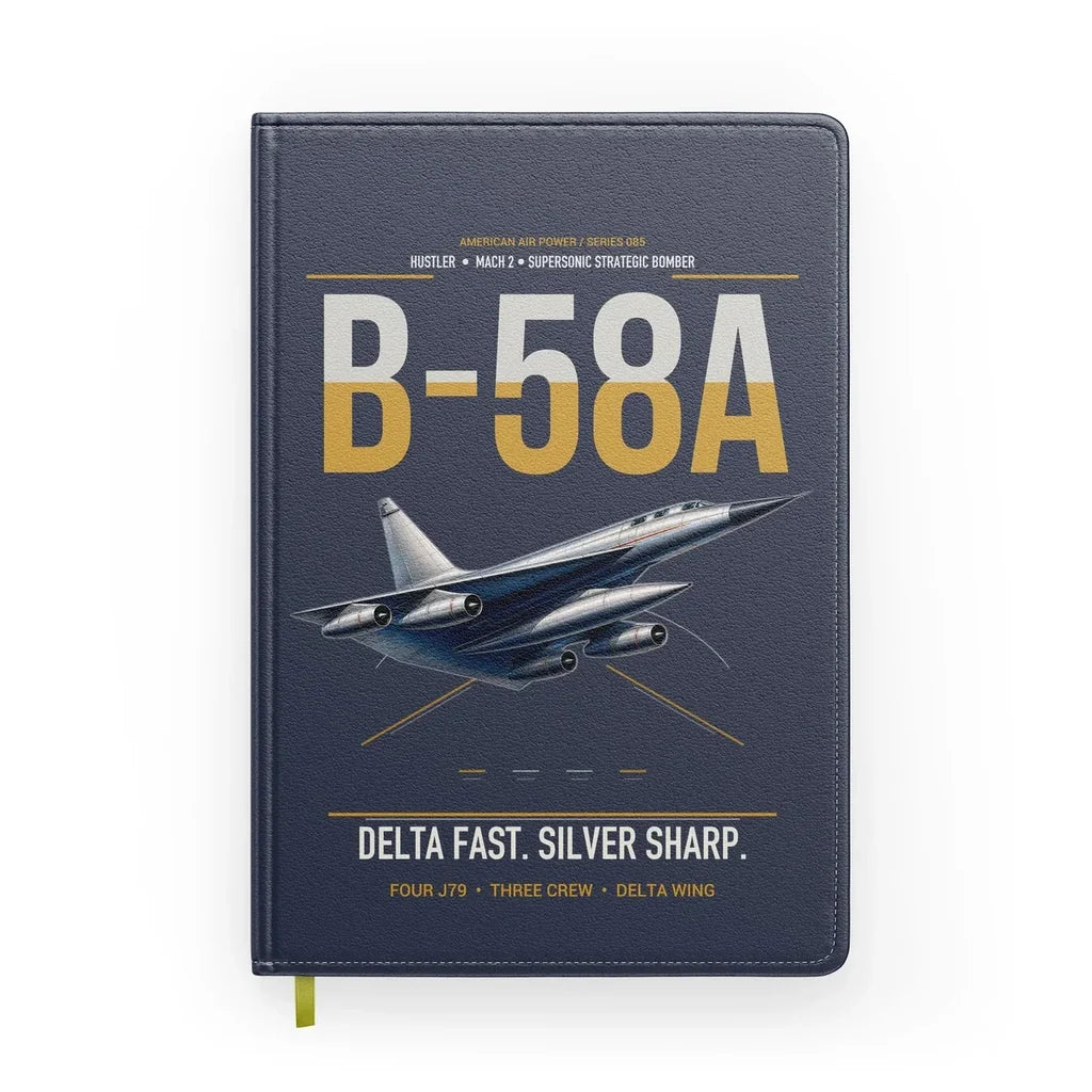 B-58A Hustler design on navy blue notebook