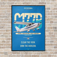 Thumbnail for Cessna 177B Cardinal vertical canvas print - framed - turquoise background