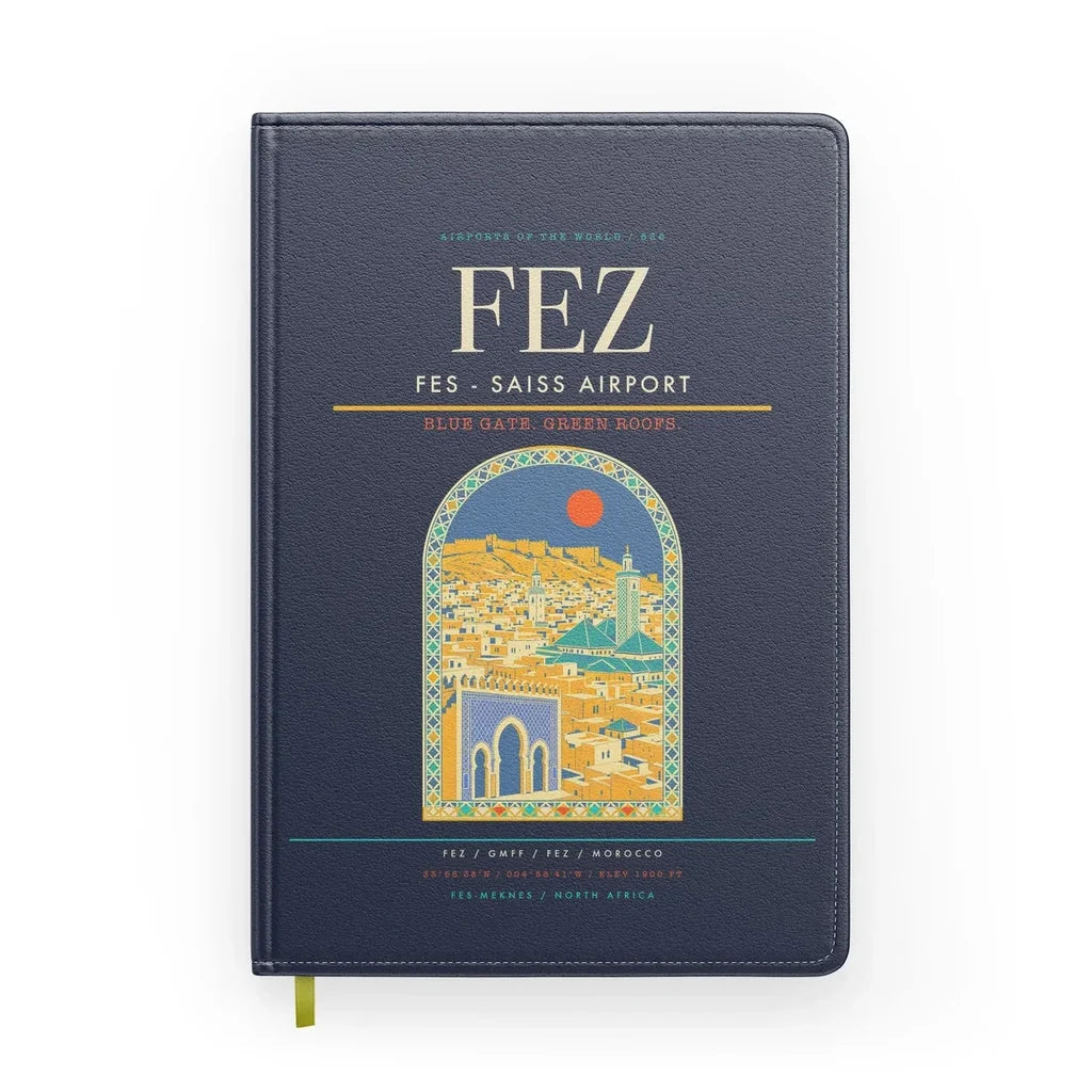 Fes (FEZ) design on navy blue notebook