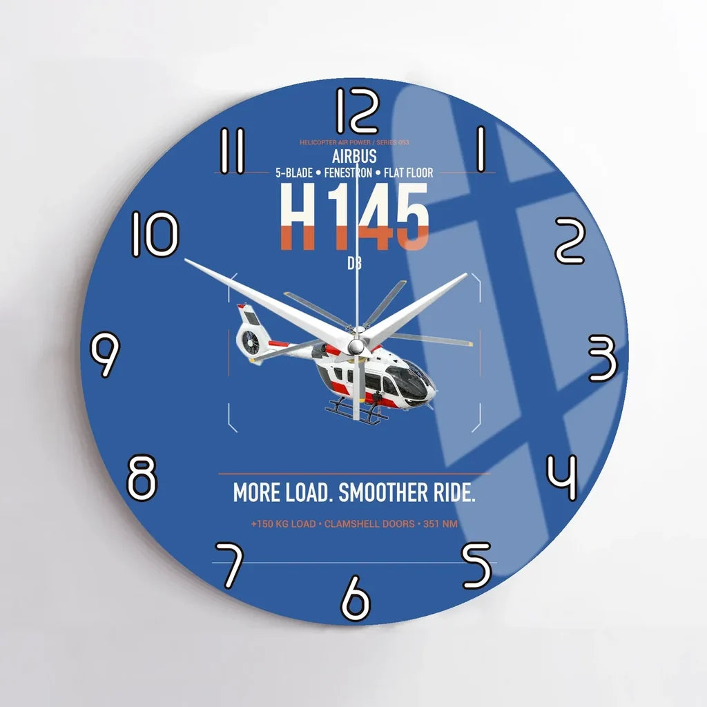 Airbus H145 D3 design on blue no frame wall clock