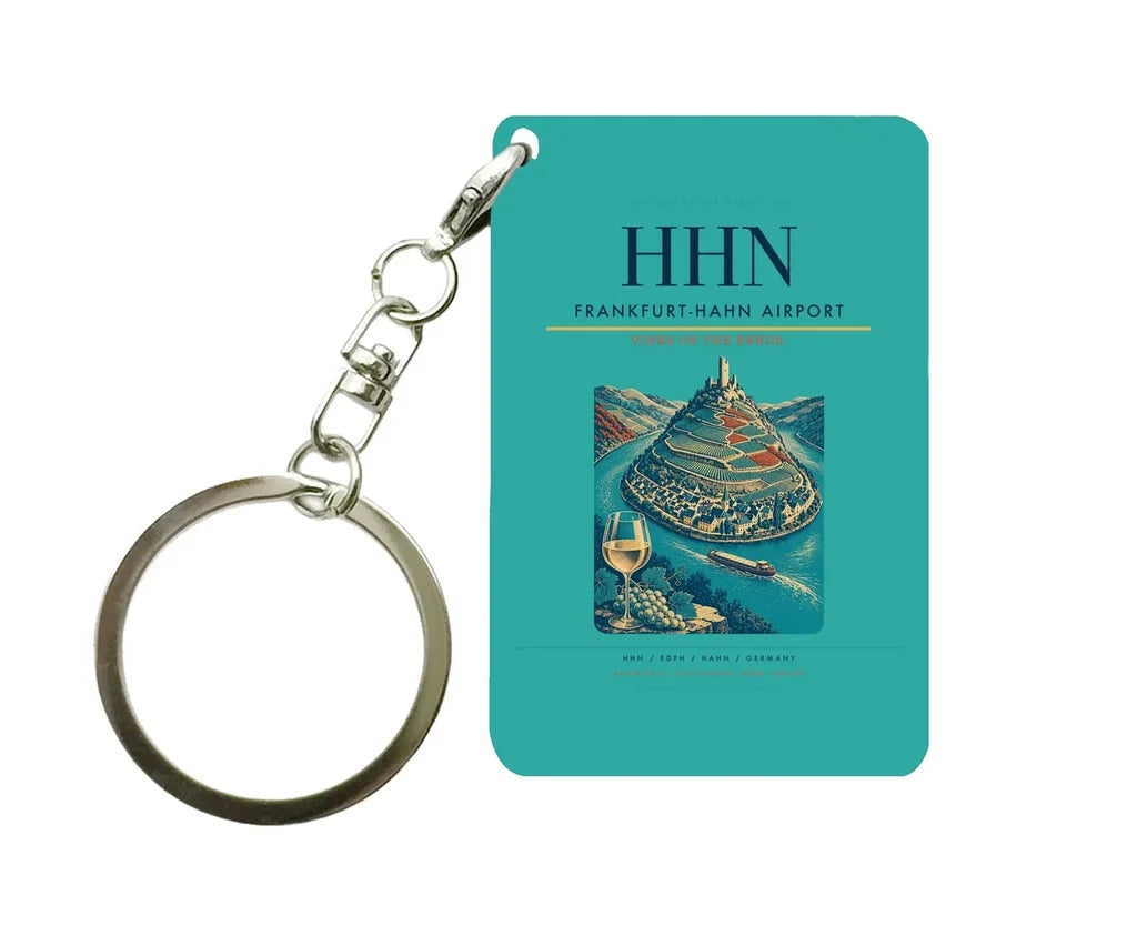 Frankfurt-Hahn Airport (HHN) design on turquoise key chain