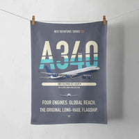 Thumbnail for Airbus A340-300 design on navy blue towel