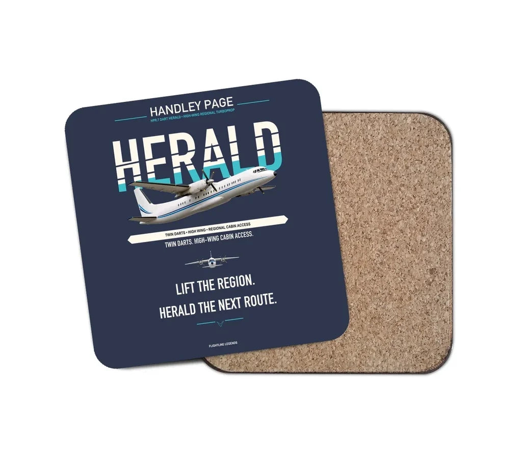Handley Page HPR.7 Dart Herald design on navy blue 1 piece coaster