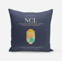 Thumbnail for Newcastle International Airport (NCL) design on navy blue pillow